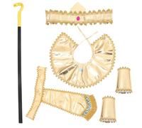 Mipcase Ensemble Costume Pharaon pour Fête Comprenant Bandeau Ceinture Col Manchettes et Sceptre Doré - Accessoires Cosplay Égyptien Ajustables pour Halloween et Soirées à Thème Tenue