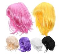 Mipcase Ensemble de 6 Perruques Bob Courtes Bouclées Synthétiques Multicolores pour Cosplay Déguisements de Fête Halloween et Soirées Costumées