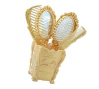 Mipcase Ensemble de Peignes Antistatiques avec Miroir Compact pour Massage Cuir Chevelu, Usage Salon et Domicile, Finition Doré, Boîte Pvc Portable
