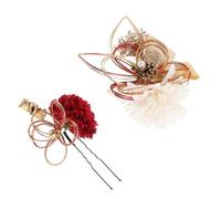 Mipcase Ensemble d'Épingles à Cheveux Japonaises Rouges pour Kimono Femme Accessoires Coiffure Traditionnels Japonerie Légers et Raffinés pour Cérémonie et Fêtes Formelles