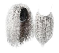 Mipcase Ensemble Postiche Et Barbe De Sorcier Gris Pour Cosplay D'halloween, Postiche Longue Légère En Maille Respirante, Accessoires Costume Adulte Pour Fête Costumée Et Carnaval