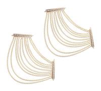 Mipcase Épaulettes Rétro à Pompons et Chaînes Brillantes Broche D’Épaule à Franges à Coudre Paire D’Insignes Décoratifs en Fer pour Vêtements Accessoires pour Fêtes et Cérémonies