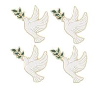 Mipcase Épingle Vintage Oiseau la Paix en Alliage de Zinc Blanc, Lot de 4 Pièces, Décoration Élégante pour Paquet et Vêtements, Présent Raffiné Usage Quotidien