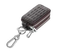 Mipcase Étui Clé Voiture Cuir Véritable Double Compartiment avec Fermeture Éclair Porte-clés Résistant et Compact pour Clés Auto et Télécommandes