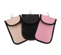Mipcase Étui de Protection pour Clés de Voiture en Fibre de Carbone 3 Pièces, Antivol Rfid avec Crochet Métallique, Taille Moyenne Verticale, Noir Rose Or, Rangement Sécurisé
