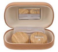 Mipcase Étui Lentilles Portable en Plastique Doublure en Cuir, Anneau en Caoutchouc Anti-Fuite, Boîte Intérieure Séparée Légère pour Rangement de Lentilles de Contact