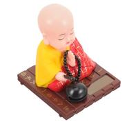 Mipcase Figurine Solaire Moine à Tête Branlante Statue de Moine Chinoise Décorative pour Tableau de Bord de Voiture Petite Figurine Bobblehead Solaire Décoration Intérieure Auto