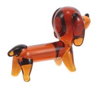 Mipcase Figurines Miniatures de Teckel en Verre Soufflé Main Marron, Décoration Vintage pour Jardin Féerique et Étagères, Présent Amateurs d'animaux