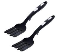 Mipcase Fourchettes à Pâtes en Silicone 2 Pièces, Fourchette Ergonomique Résistante la Chaleur, Ustensile la Cuisine Polyvalent pour Spaghetti et Salade, Lavable, Noir et Blanc, Usage