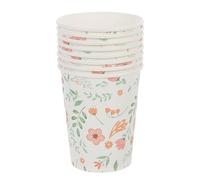 Mipcase Gobelets en Papier Jetables à Motifs Floraux Verts, 9 Oz, Lot de 8, Légers et Pratiques pour Fêtes, Pique-niques et Rassemblements Festifs