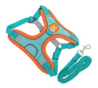 Mipcase Harnais pour Chien Bleu Résistant à l'usure Laisse Flexible en Tissu, Kit Complet pour Chiot de 3,5-6,5 Kg Adapté à L'entraînement en Plein Air