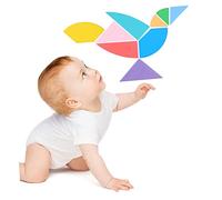 Mipcase Jeu de Tangram Bois Éducatif pour Garçon Fille Puzzle Créatif Forme Doeuf Cognitif pour Apprentissage Précoce Ludique et Sécurisé