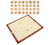 Mipcase Jeu Échecs Chinois Coffret Compact en Bois avec Plateau Pliable et Rangement Intégré Pièces de Jeu Traditionnelles en Bois pour Maison et Voyage