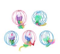 Mipcase Jouet pour Souris en Cage Balle pour Chat en Peluche 6cm 5 Pièces Fournitures pour Animaux De Compagnie Couleur Aléatoire