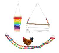 Mipcase Jouets pour Cage À Perroquets Ensemble De 5 Jouets pour Poulets Balançoire en Bois pour Perroquets Perchoir pour Oiseaux sans Danger pour Les Poules