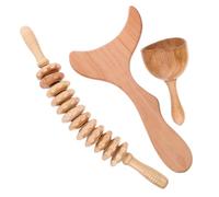 Mipcase Kit de Massage Lymphatique Woodtherapy Outils de Sculpture Corporelle en Bois Rouleau Lisse Masseur Portable pour Nuque, Épaules et Pieds en Voyage