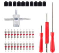 Mipcase Kit de Réparation Pneus 34 Pièces Extracteur et Installateur de Noyaux de Valve Double Tête Outil pour Valves de Pneus de Voiture Vélo Camion Accessoire D’Entretien Polyvalent