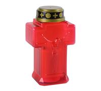 Mipcase Lampe Rituelle Croix Jésus lumières funéraires lumières commémoratives du cimetière pour la tombe bougie catholique bougie de prière lampe ange Plastique rouge