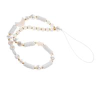 Mipcase Lanière Téléphone Perles Lune Étoile Souple Bracelet Poignet Antichute Décoration Mobile Élégante Blanche