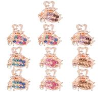 Mipcase Lot de 10 Mini Pinces à Cheveux Strass, Petite Barrette Attrape-cheveux en Métal, Multicolore, Maintien Antidérapant pour Femmes et Filles, Coiffure Quotidienne et Maquillage