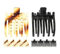 Mipcase Lot de 10 Pinces à Cheveux Grandes Tailles en Plastique Pinces à Griffes Noires et Couleur Écaille Cinq Dents Antidérapantes Accessoires Coiffure pour Femmes et Filles Usage