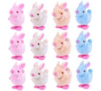 Mipcase Lot de 12 Lapins à Remonter en Peluche Colorés Jouets pour Bébés Mécanisme à Remontoir Manuel Petits Présents Originaux pour Garçon et Filles et Décorations de Fête