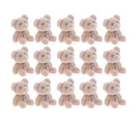Mipcase Lot de 15 Mini Ours Floqués Marron Clair Trou Décorations Miniatures pour Présents D’Invités Porte-Clés et Accessoires DIY pour Anniversaires Mariages et Shower