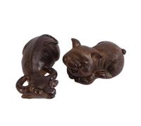 Mipcase Lot De 2 Animaux De Compagnie à Thé Changeant De Couleur en Résine, Figurines Décoratives Bœuf Et Cochon Dorés, Art Délicat pour Salon Et Cérémonie du Thé, Décoration Feng Shui