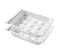 Mipcase Lot de 2 Boîtes de Rangement à Tiroir pour Œufs, en Plastique Blanc Solide, Multifonction pour Fruits et Légumes, Gain de Place pour Réfrigérateur Ménager, Organiseur Porte-fruits