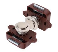 Mipcase Lot De 2 Boutons Poussoirs Pour Serrure De Porte Serrure Pour Armoire De Caravane Poignée Kit De Chaîne Charnière Bouton De Verrouillage Pêne Dormant En Plastique Marron