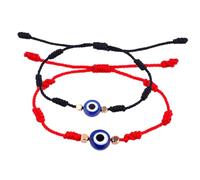 Mipcase Lot De 2 Bracelets Tressés Le Mauvais Œil, Cordes Réglables, Rouge Et Noir, Unisexes, Protection Chance Au Quotidien, Style Minimaliste Ajustable