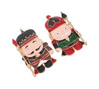 Mipcase Lot de 2 Broches Casse-noisette en Émail pour Femme - Épingles Décoratives pour Veste, Chapeau et Manteau - Accessoire Noël Festif, Motif Soldat, Maintien Ferme et Léger