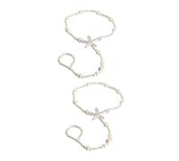 Mipcase Lot de 2 Chaînes de Cheville Élastiques Perles et Étoiles de Mer Décoration de Pied pour Mariage et Plage Bijoux de Mariée Élégants et Légers