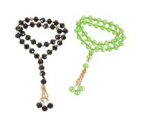 Mipcase Lot de 2 Chapelets de Prière Musulmans 33 Perles en Verre Noir et Vert Tasbih Portable pour Ramadan Contemplation et Culte à la Maison Perles Islamiques Polies pour Prière