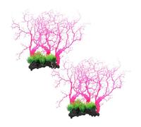 Mipcase Lot de 2 Coraux Artificiels Rouges et Blancs en Plastique pour Aquarium - Décor Récif Corallien Réaliste Plante Artificielle Décorative Résistante à la Décoloration Accessoire