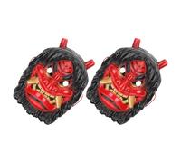 Mipcase Lot de 2 Masques Halloween Démon Japonais en Plastique Masques Intégraux Tengu et Buffle Rouges Taille Réelle pour Cosplay et Bal Masqué Accessoires Costume Effrayants pour