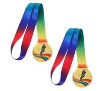 Mipcase Lot de 2 Médailles de Tennis en Métal Doré avec Ruban Récompenses Sportives pour Garçon et Filles Médailles de Prix pour Compétitions Scolaires et Événements Sportifs