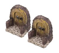 Mipcase Lot de 2 Mini-Portes en Bois Robustes Porte Miniature Cintrée pour Jardin Féerique Décoration Extérieure pour Micro-Paysages et Terrariums Accessoires pour Mini Maisons de Fées