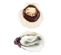 Mipcase Lot de 2 Modèles D’huîtres et Coquilles Saint Factices en PVC Léger, Décorations Réalistes de Fruits de Mer, Accessoires Photo et Vitrines pour Jouets Cuisine et Fêtes