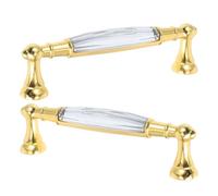 Mipcase Lot de 2 Poignées de Tiroir en Verre Coloré 96 MM Base Métallique Dorée Poignées Décoratives Vintage pour Meubles Cuisine Chambre et Salon Boutons de Tiroir Résistants et