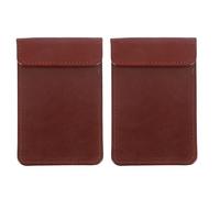 Mipcase Lot de 2 Porte-Additions de Table Compact en Cuir PU Marron 8X12 CM avec Pince Robuste Porte-Documents Léger et Polyvalent pour Restaurant Bureau École et Gestion des Factures