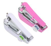 Mipcase Lot de 2 sets de Mini Machines à Coudre Manuelles Portables Blanches et Roses Compactes et Légères Adaptées aux Débutants pour Couture Domestique et Couleur Aléatoire