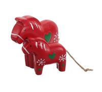 Mipcase Lot de 2 Statues de Cheval en Bois Peint à la Main Décoration Nordique Suédoise Traditionnelle Grosse Figurine Rouge Dalécarlie Art Scandinave pour Intérieur et Noël