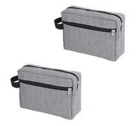 Mipcase Lot de 2 Trousses de Toilette Multifonctions en Tissu Oxford Gris, Double Couche, Paquet de Rangement Portable pour Cosmétiques et Accessoires de Voyage, Usage Maison