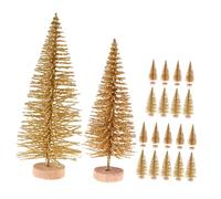 Mipcase Lot de 20 Mini Sapins de Noël Artificiels en PVC Tailles 9 CM et 7 CM Couleur Or Décorations de Table de Noël Légères et Réalistes pour Décoration Festive et Scènes Miniatures
