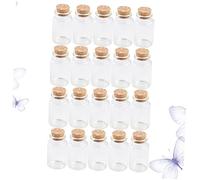 Mipcase Lot de 20 Petites Bouteilles en Verre en Liège pour Conserver des Confitures des Boissons des Biberons des Apothicaires des Distributeurs De Thé des Messages en Bambou