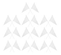 Mipcase Lot de 20 Petits Drapeaux Blancs Solides sur Bâton en Plastique 40 X 27 Cm Fanions Triangulaires Portatifs pour Décoration Extérieure, Fêtes, Compétitions et Activités Créatives