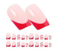 Mipcase Lot de 24 Faux Ongles Courts à Coller en ABS Forme Cœur Kit Complet pour Manucure Professionnelle Accessoires Saint-Valentin Couverture Intégrale Usage Facile et Solide