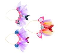 Mipcase Lot de 3 Bandeaux Sirène Paillettes pour Garçon et Filles, Accessoires Cheveux à Motif Étoile de Mer, Couleurs Doré, Rouge et Bleu, Fête Plage et Carnaval