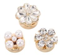 Mipcase Lot de 3 Cache-boutons de Manchette Fleuris en Alliage Doré avec Cristaux Scintillants, Accessoires Décoratifs pour Poignets de Chemise Féminins, pour Occasions Spéciales et Tenue